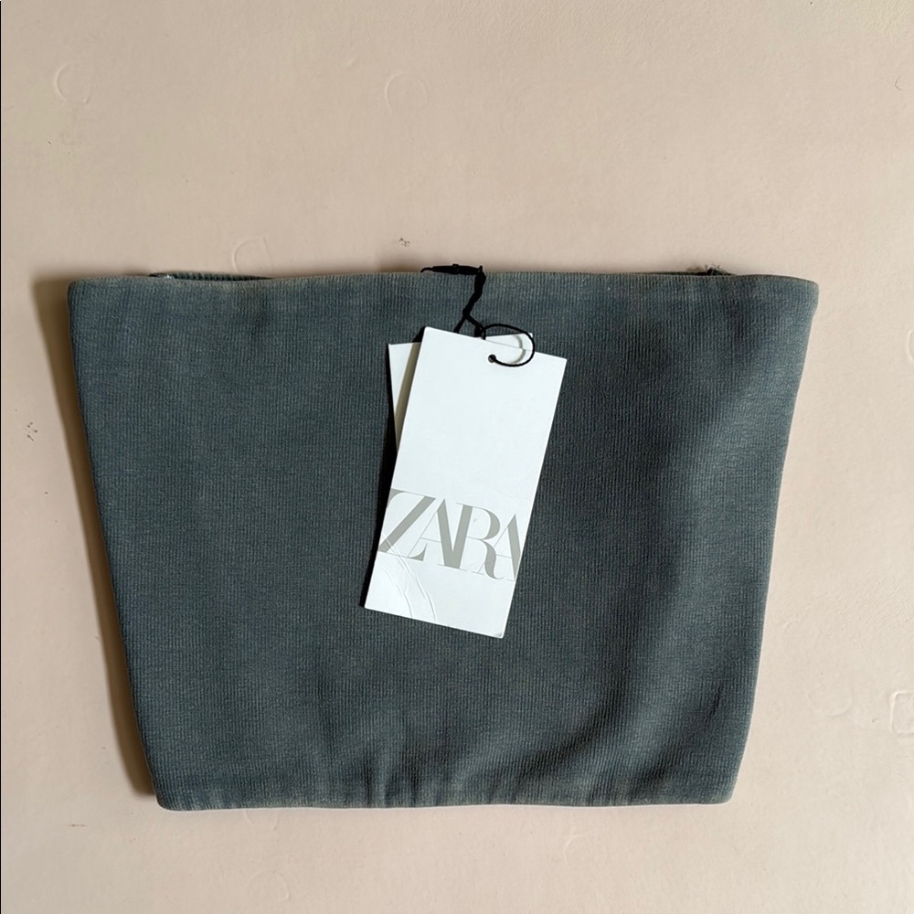 NWT Zara Gray Strapless Crop Top